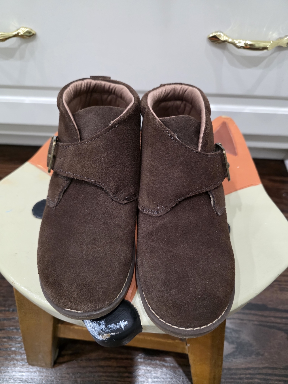 Stride Right Wide Size Kids Brown Suede Ankle Boot